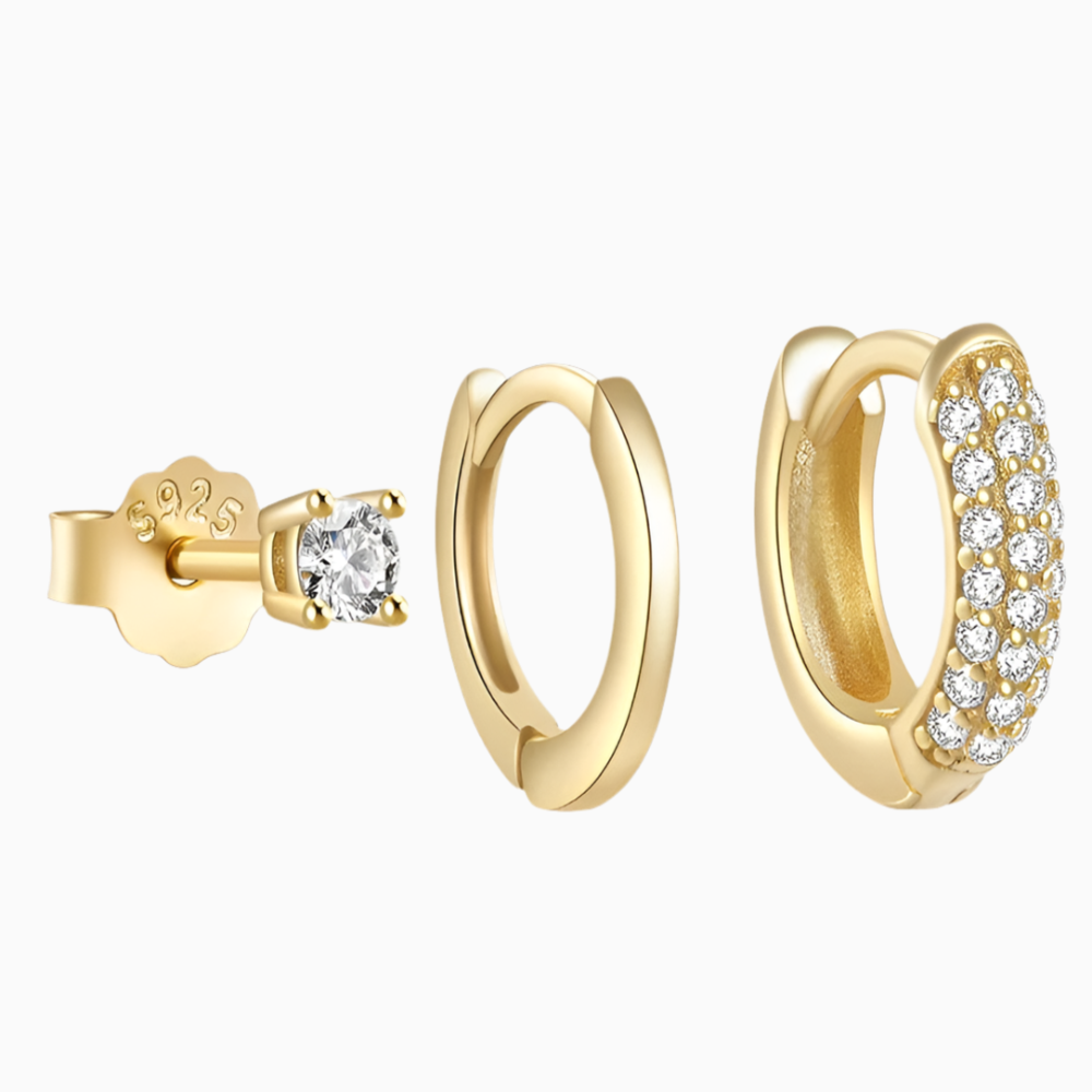 Hoop Stud Zircon Set Earrings