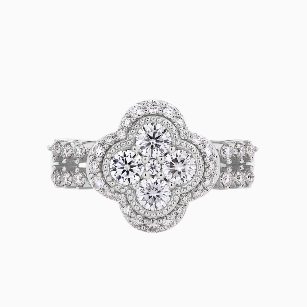 Four-Leaf Moissanite Ring