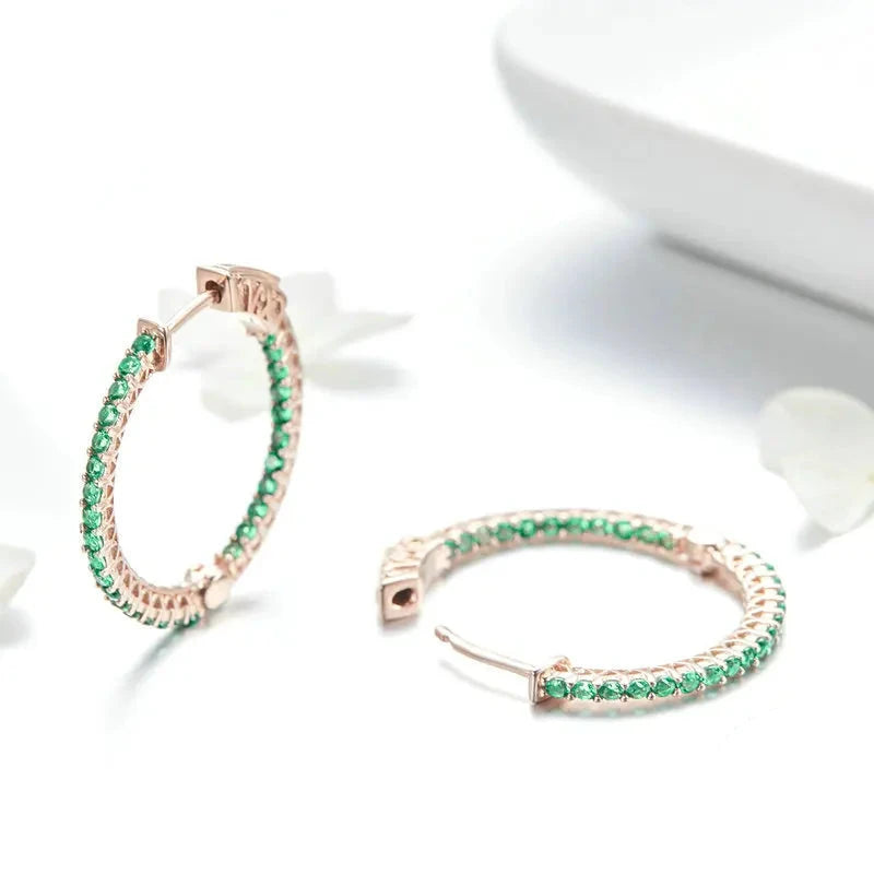 Circle Green Zircon Earrings