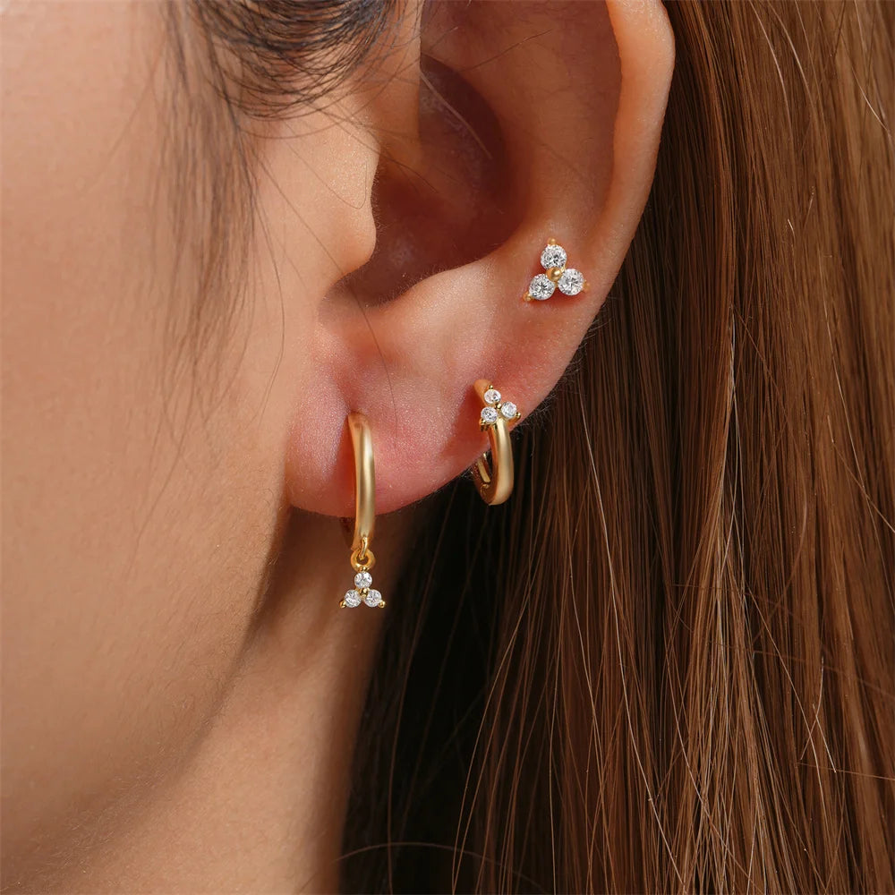 Hoop Stud Set Zircon Earrings