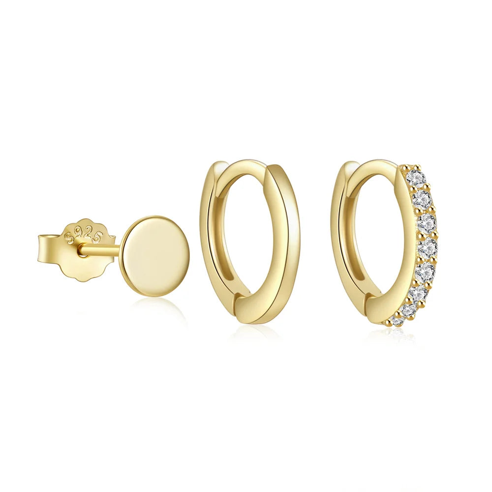 Hoop Stud Set Zircon Earrings