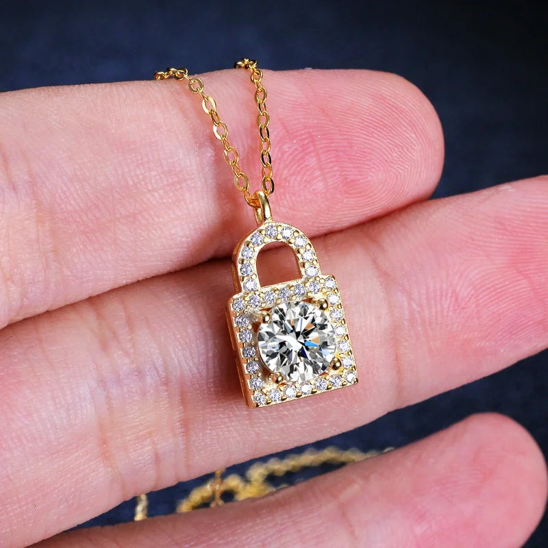 Padlock Moissanite Necklace