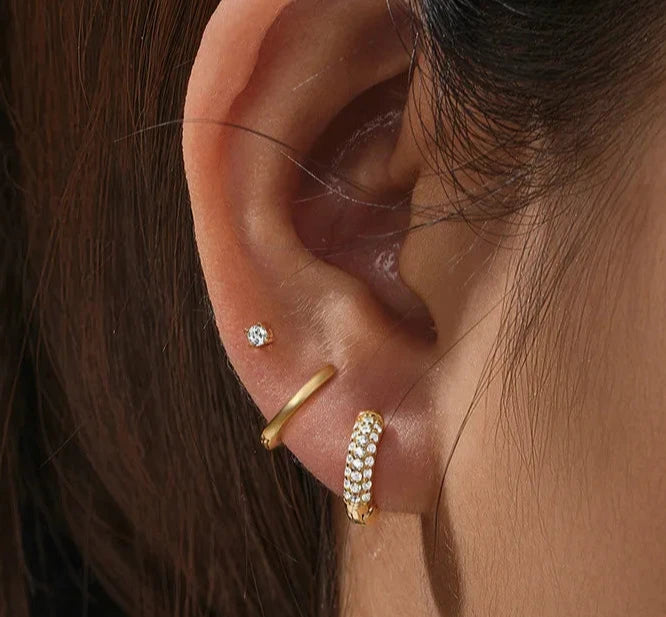 Hoop Stud Zircon Set Earrings