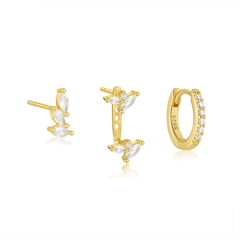 Hoop Stud Zircon Set Earrings