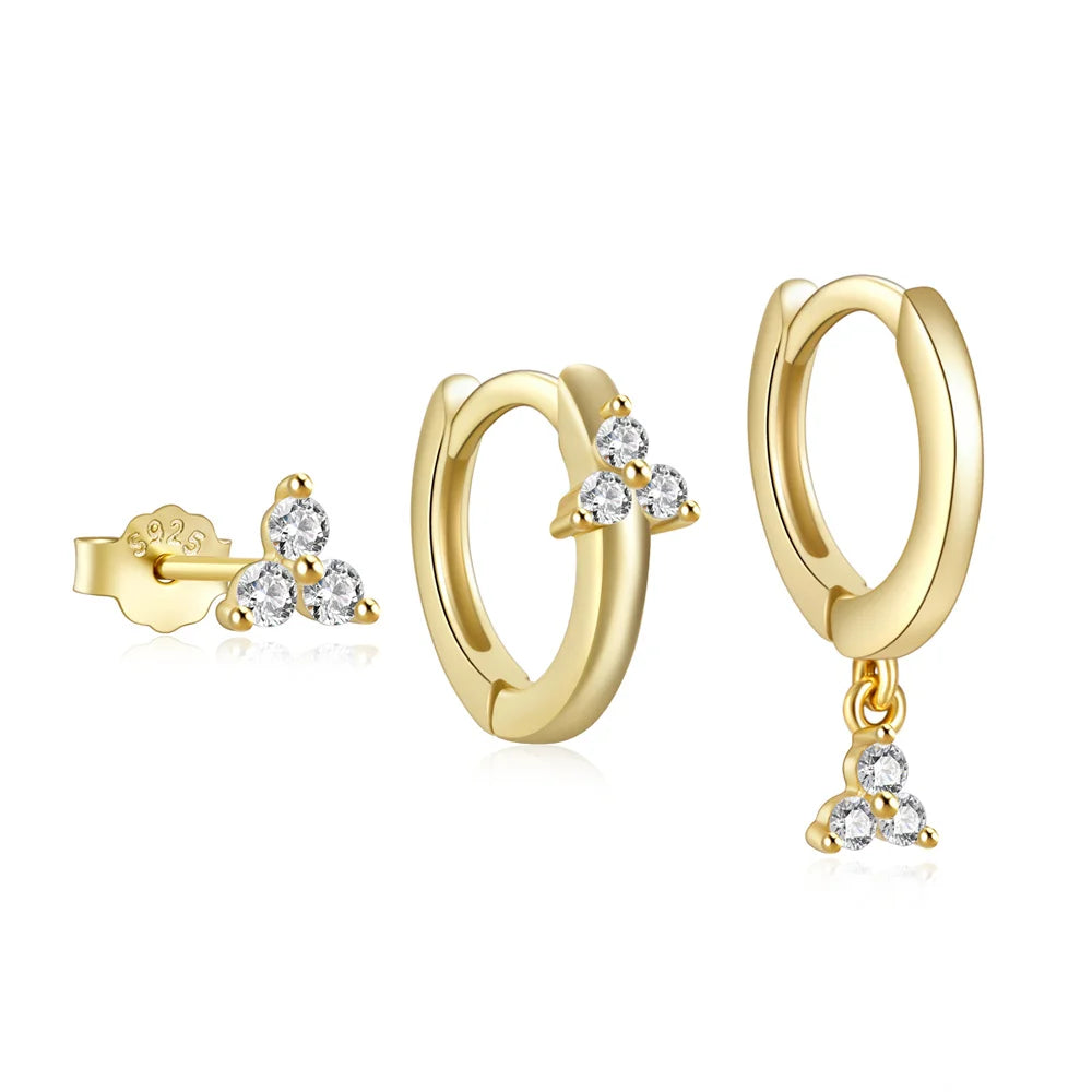 Hoop Stud Set Zircon Earrings