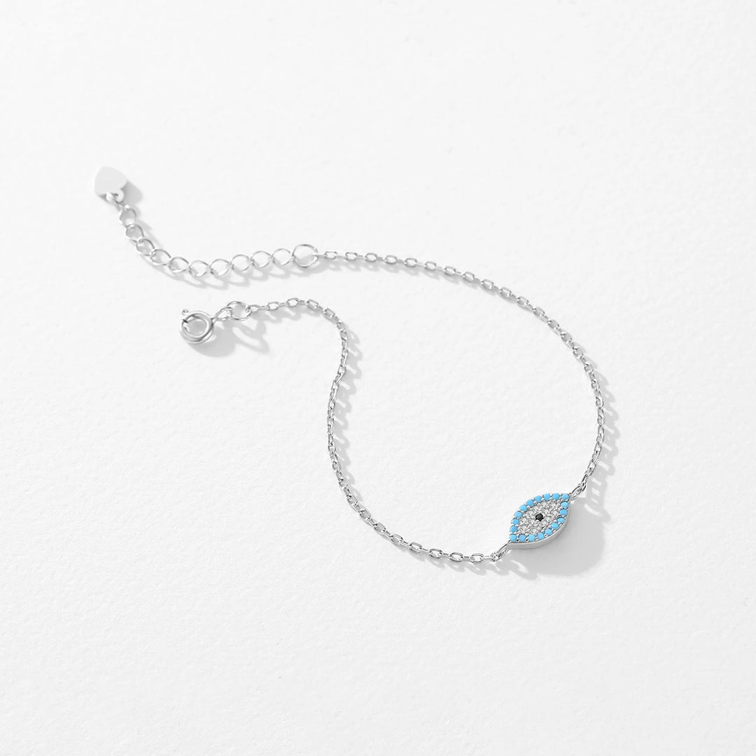 S925 Natural Turquoise Blue Eyes Bracelet