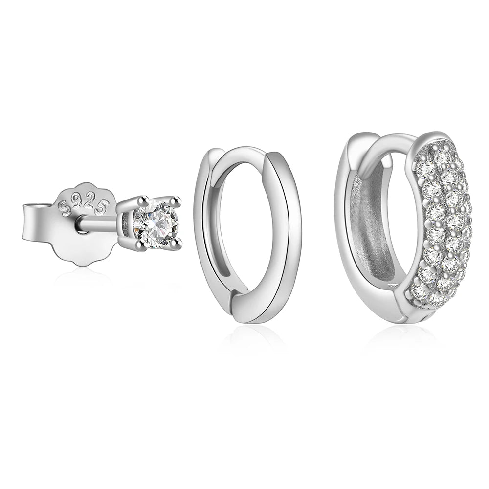 Hoop Stud Zircon Set Earrings