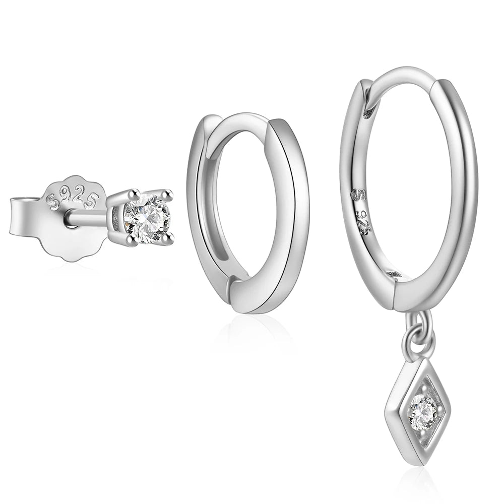 Hoop Stud Zircon Set Earrings