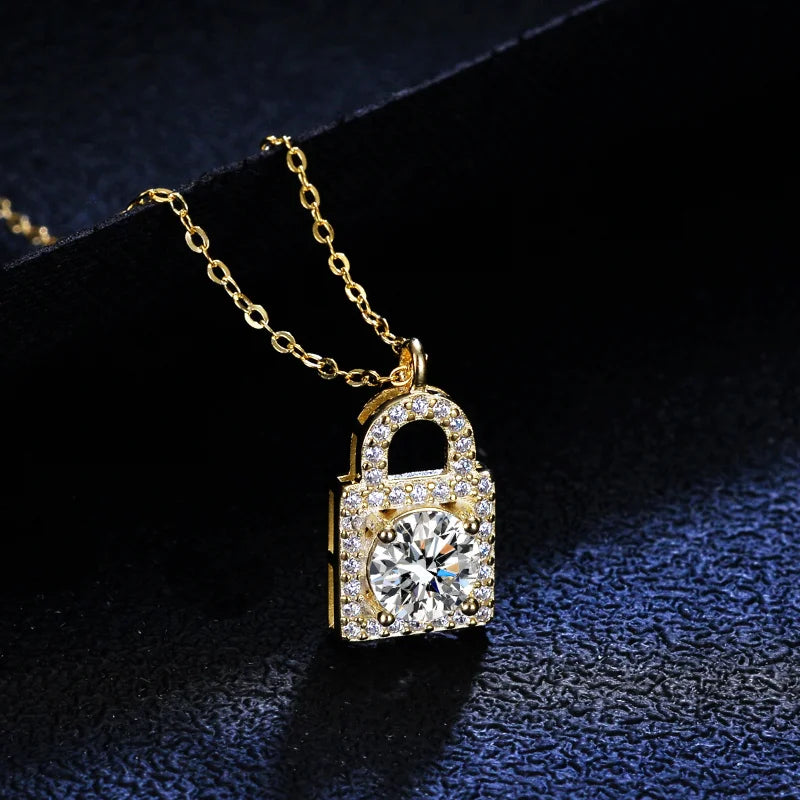 Padlock Moissanite Necklace