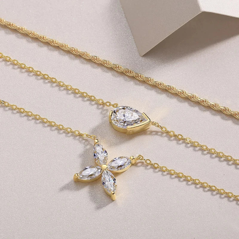 Triple Chain Moissanite Necklace