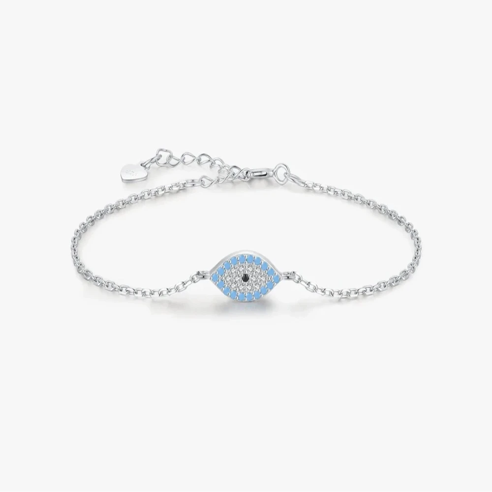 S925 Natural Turquoise Blue Eyes Bracelet