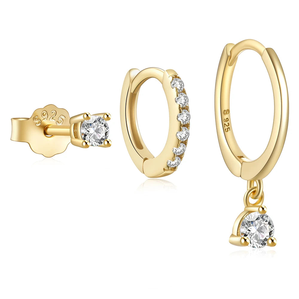 Hoop Stud Zircon Set Earrings