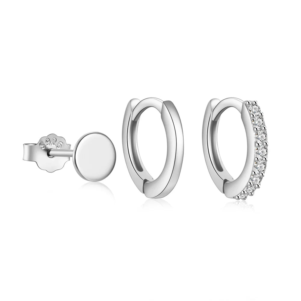 Hoop Stud Set Zircon Earrings