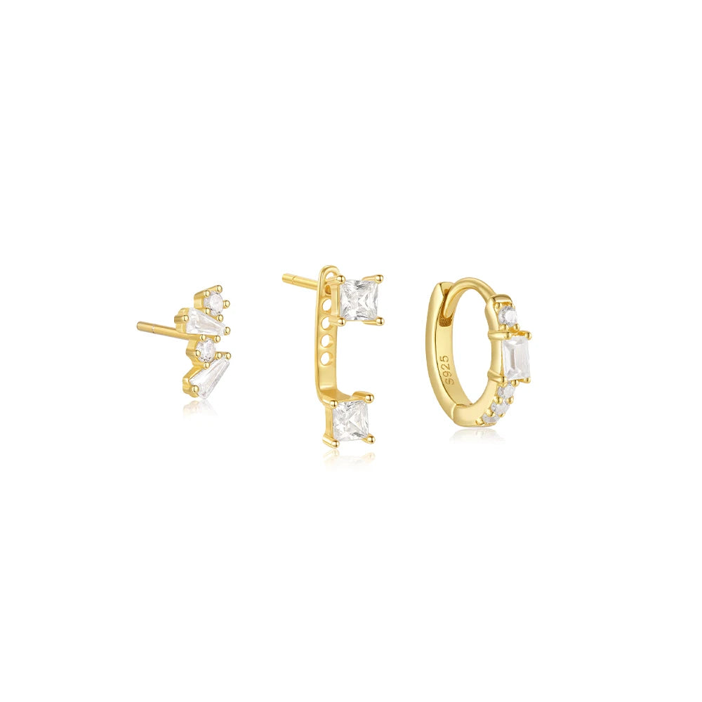 Hoop Stud Zircon Set Earrings