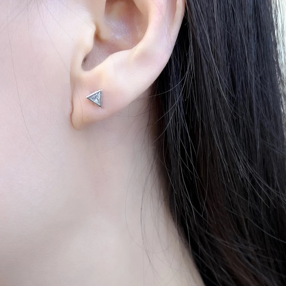 Triangle White Stud Earrings