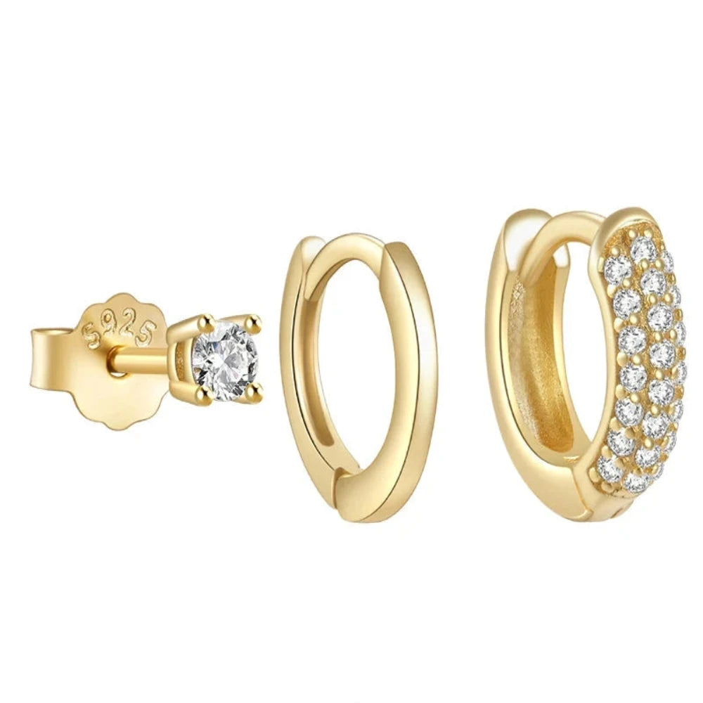 Hoop Stud Zircon Set Earrings