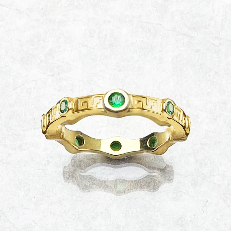 Band Green Stone Ring