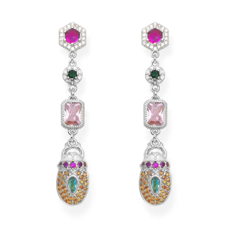 Colourful Scarab Drop Earrings