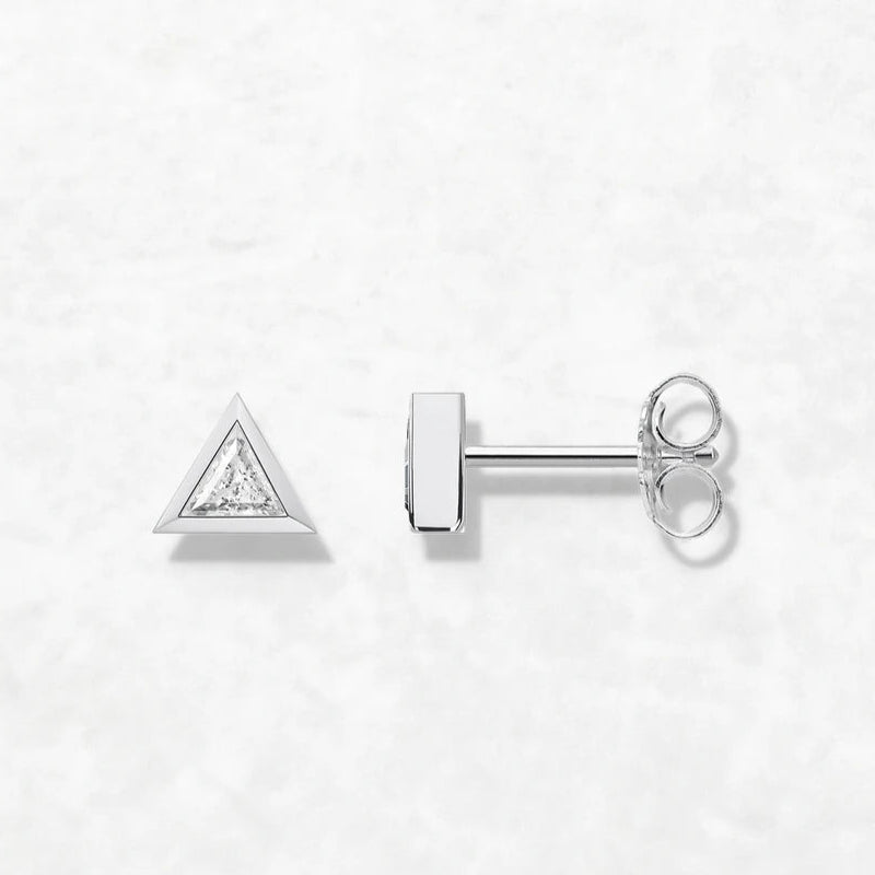 Triangle White Stud Earrings