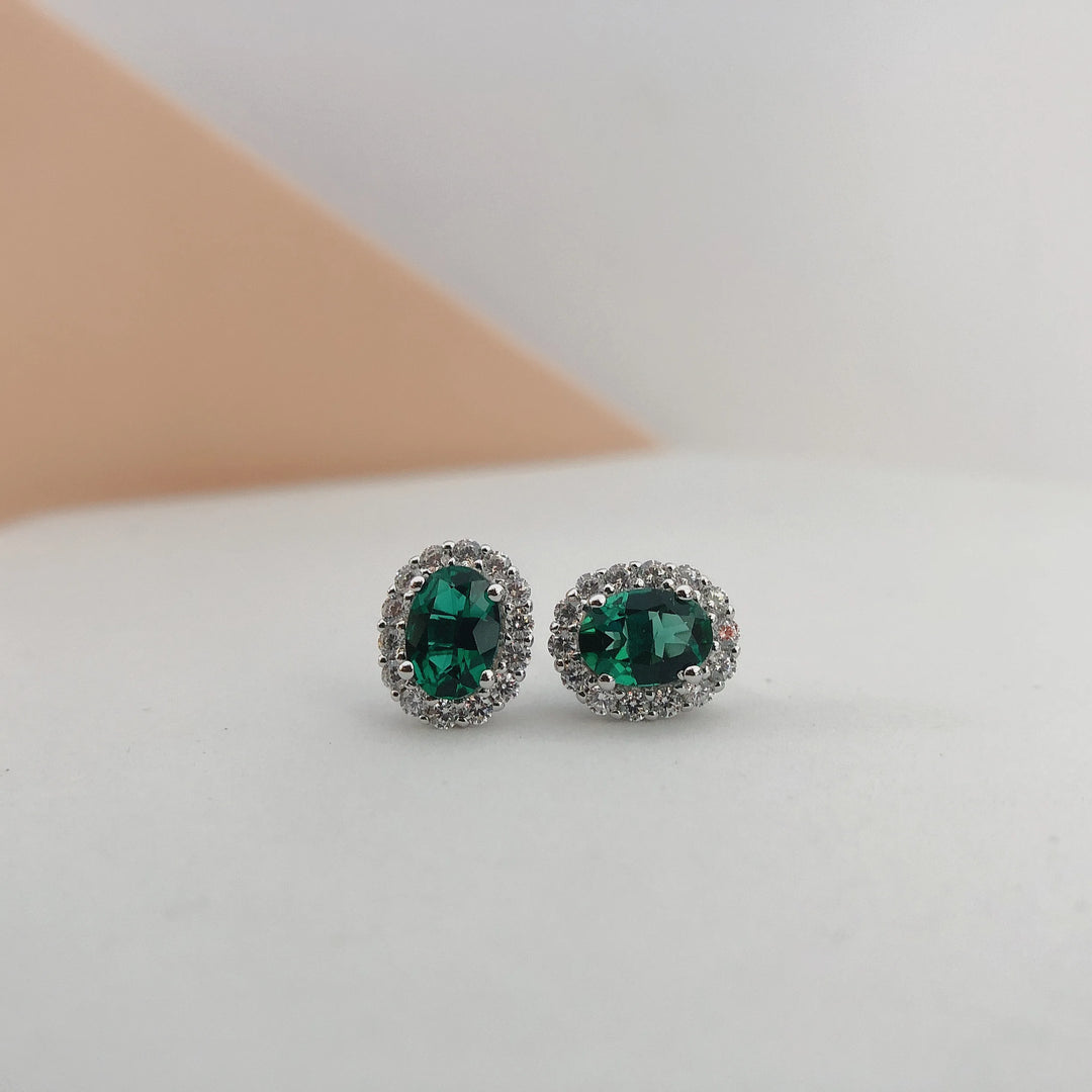 Emerald Stud Earrings 18K Gold