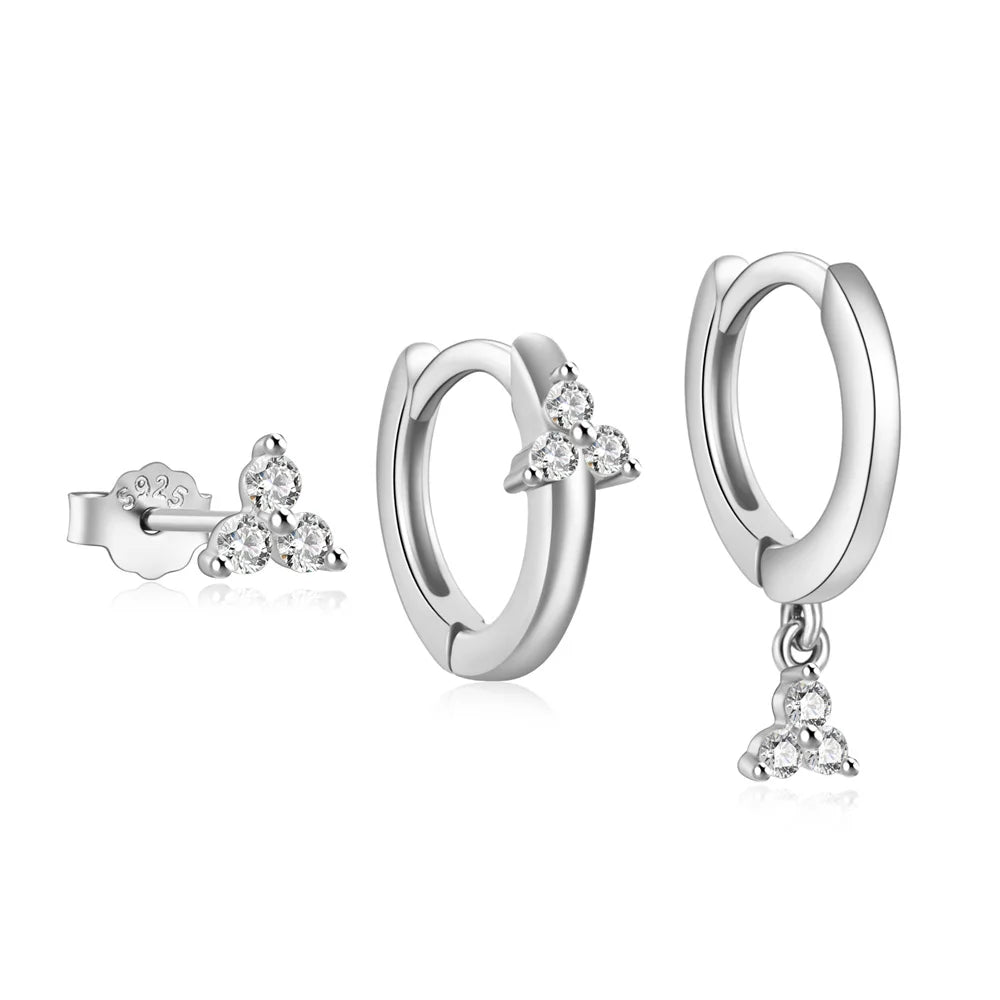 Hoop Stud Set Zircon Earrings