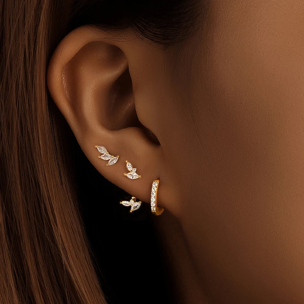 Hoop Stud Zircon Set Earrings