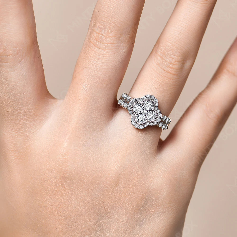 Four-Leaf Moissanite Ring