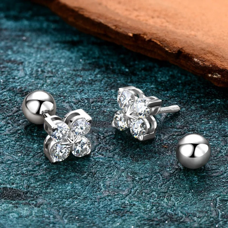 Four Leaf Moissanite Earrings