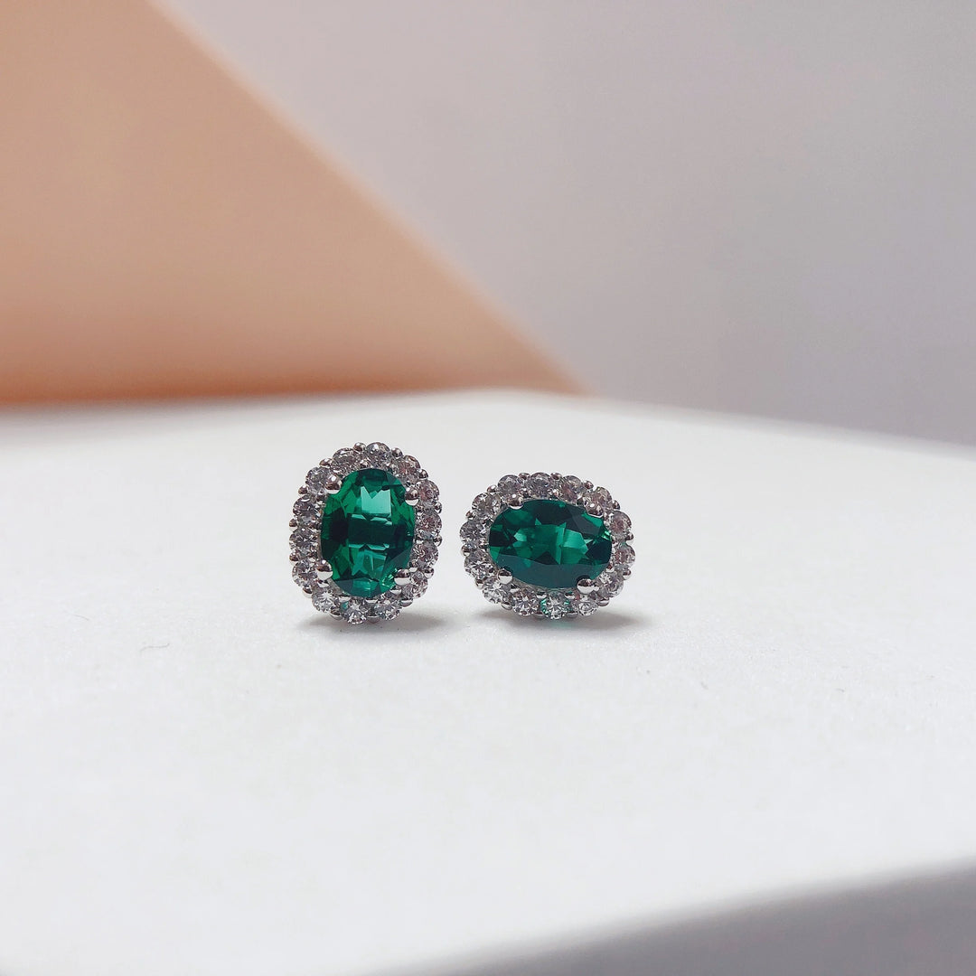 Emerald Stud Earrings 18K Gold