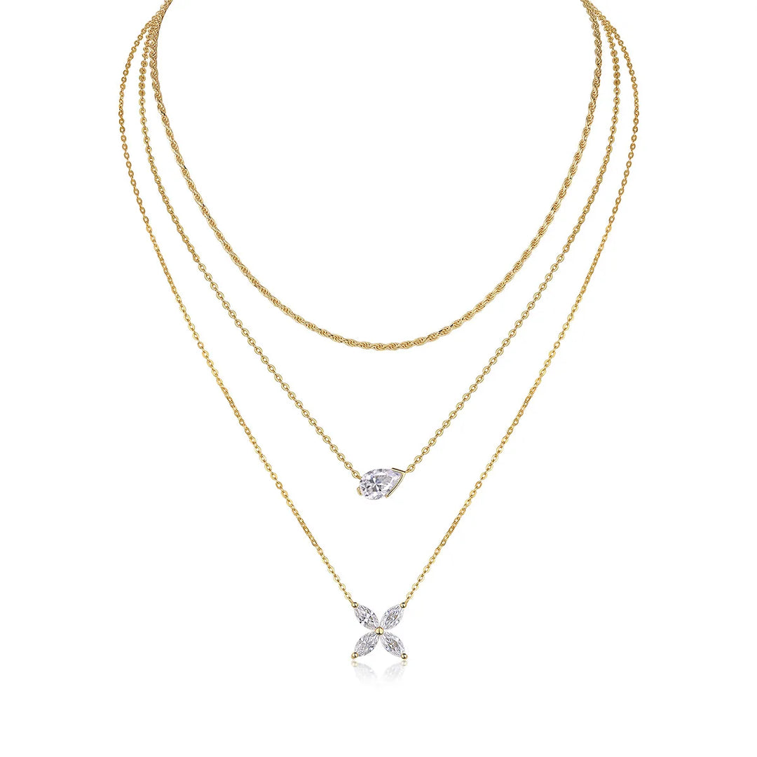 Triple Chain Moissanite Necklace