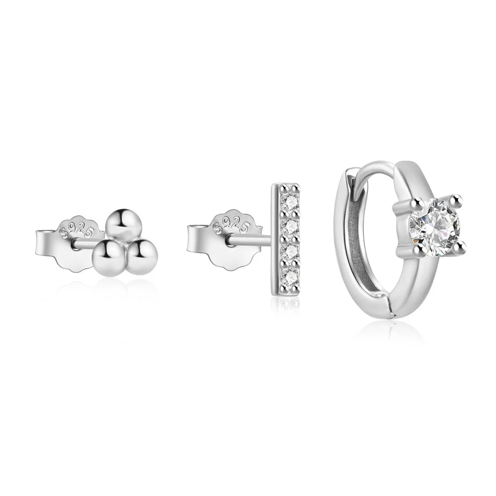 Hoop Stud Set Zircon Earrings