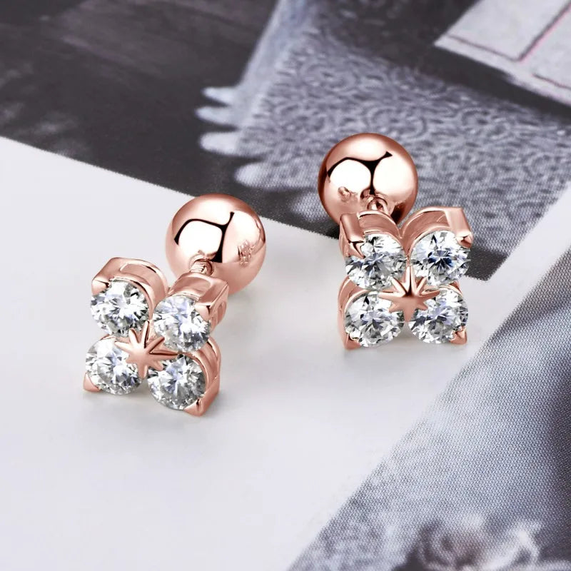 Four Leaf Moissanite Earrings