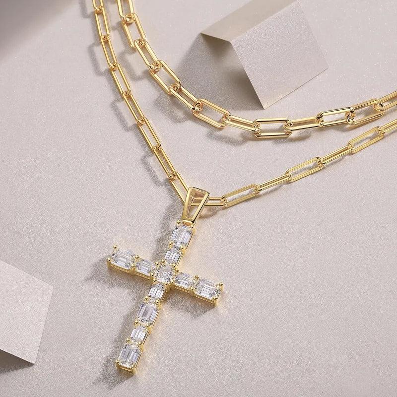 Cross Pendant Moissanite Necklace