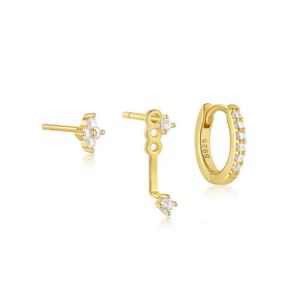 Hoop Stud Zircon Set Earrings