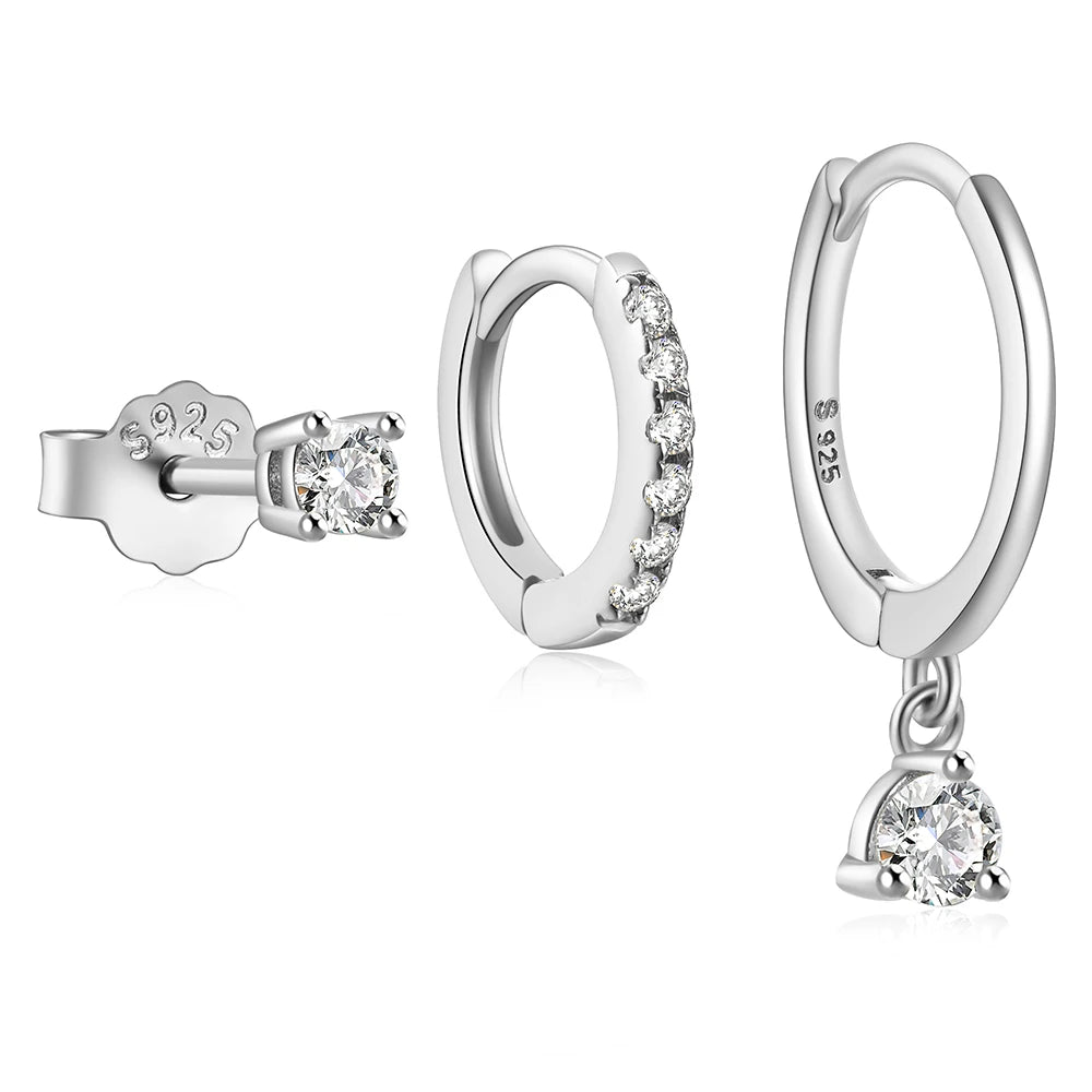 Hoop Stud Zircon Set Earrings