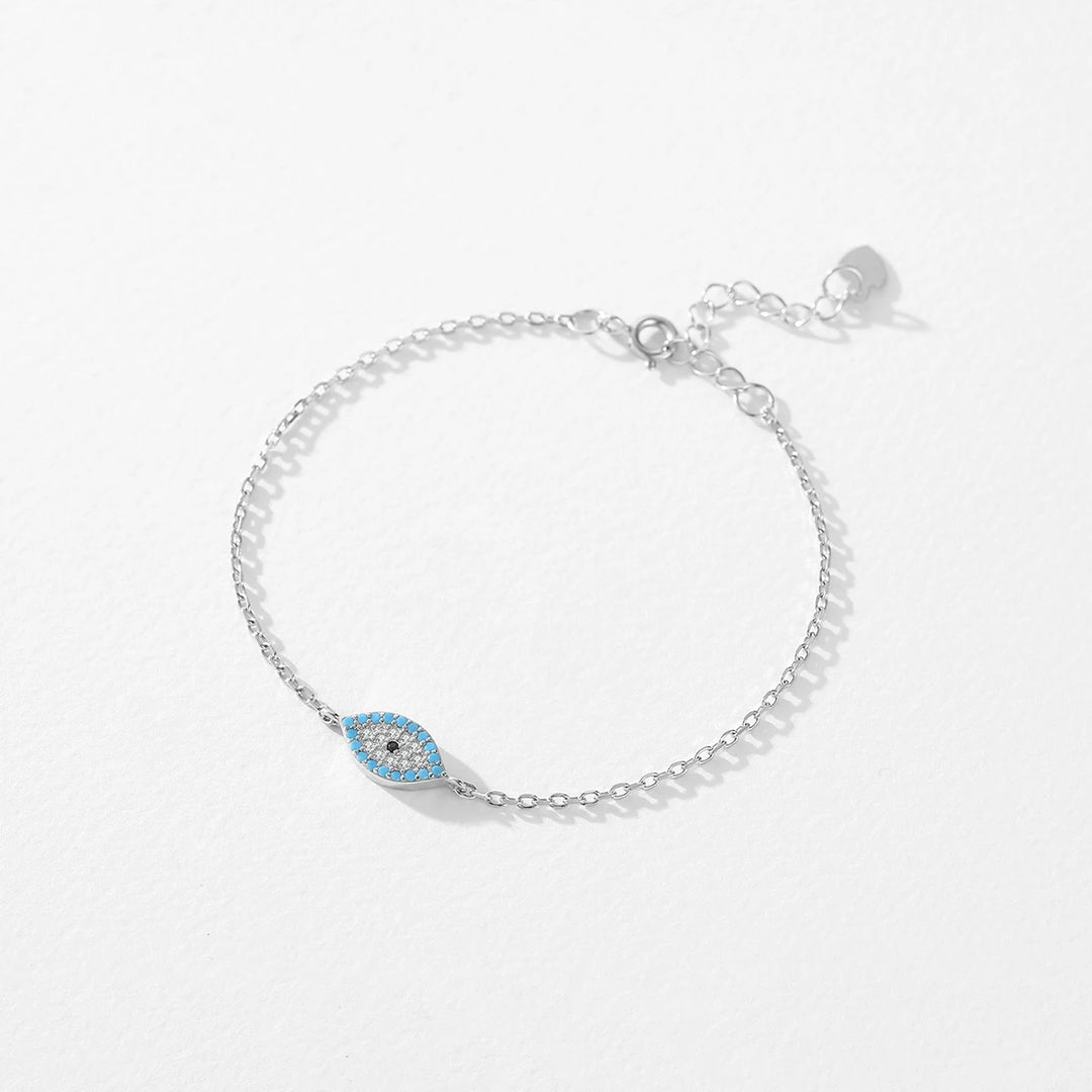 S925 Natural Turquoise Blue Eyes Bracelet