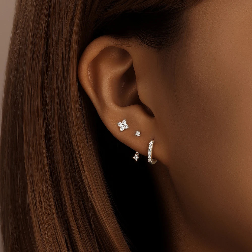 Hoop Stud Zircon Set Earrings